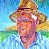 2025 Zonnehoed in Panormos Pastel op doek 40x50